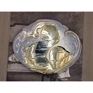 Vintage Charmant Belts White Enamel Crane Belt Buckle